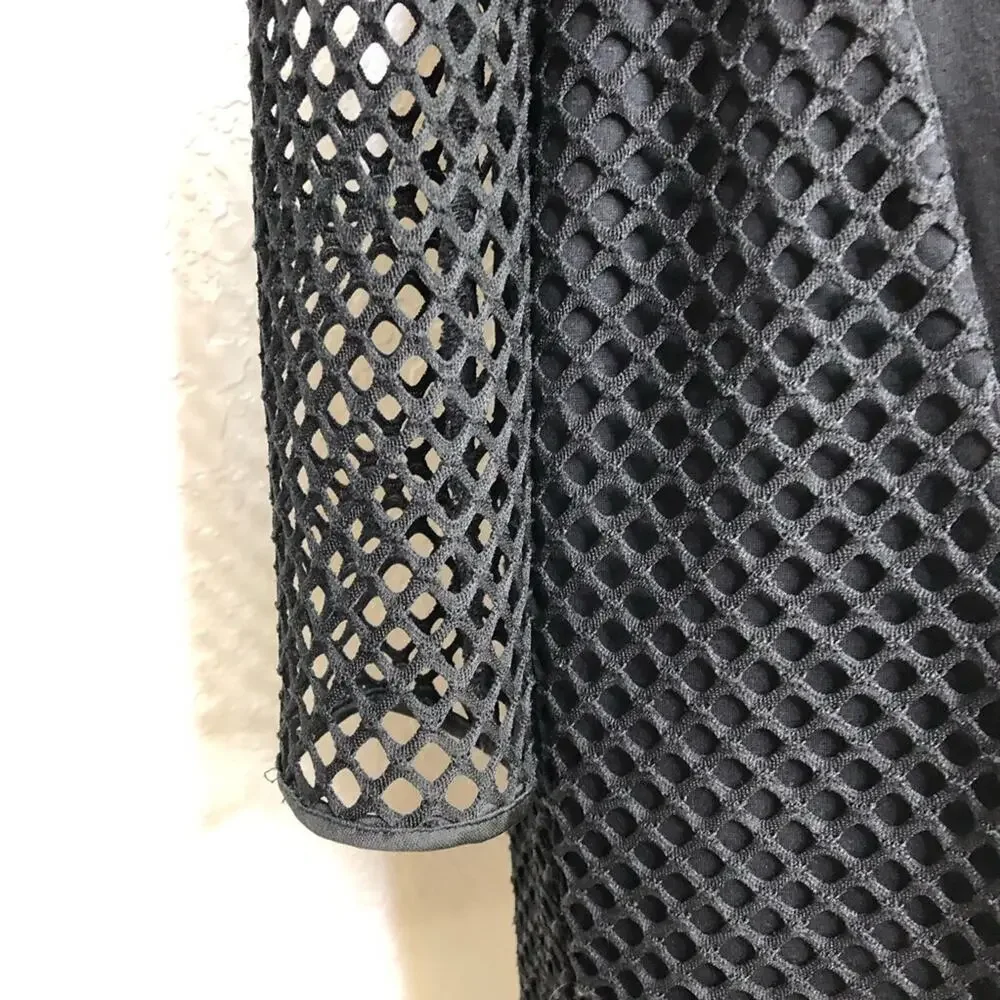 Betsey Johnson black long mesh sleeve sheath dress size 12
